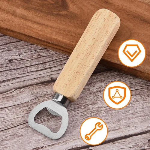 Vista 4 de Abrebotellas de vino de madera, 50 sacacorchos de acero inoxidable Wooden Handle Handheld Cider Opener, Heavy Duty Bartender Tools, Party Bar