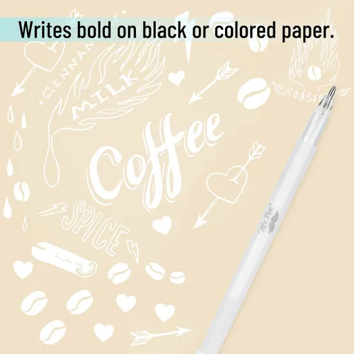 Vista 6 de Mr. Pen - Bolígrafos de gel blancos para artistas, paquete de 8, punta fina de 0.031 in, bolígrafos de tinta blanca para papel negro, colorear
