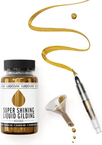 Vista 23 de KAMENSKAYA Pintura de Hoja de Oro Líquida - Pintura de Hoja de Oro Líquida de Secado Rápido de Base Alcohólica, Oro Brillante, 0.68 fl oz (20 ml)