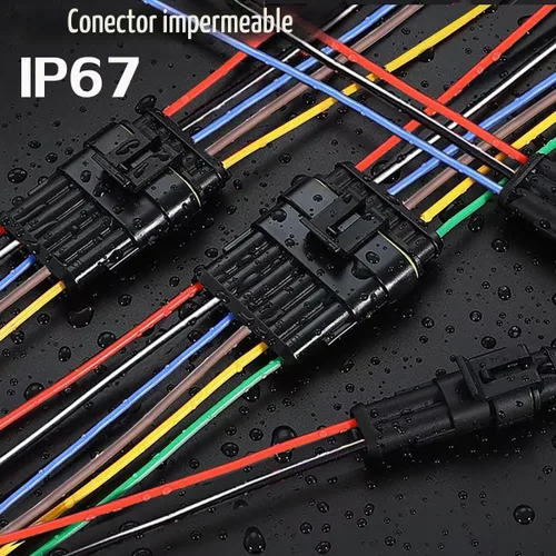 Vista 2 de Conector de 2 pines impermeable, conector eléctrico de automóvil de 2 pines con cable 16AWG marino para automóvil, camión, barco, motocicleta