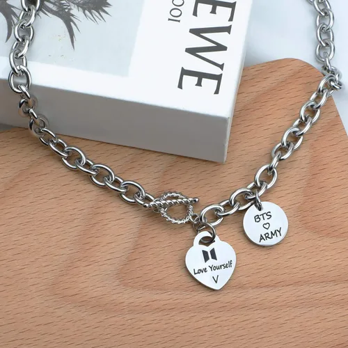 Vista 2 de G-Ahora Bangtan Boys Necklace for Girls Kpop Bangtan Boys Bangtan Necklace Bangtan Boys Army Jewelry Bangtan Boys to Love Yourself Army Necklace