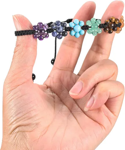 Vista 5 de TOP PLAZA - Pulsera de cuentas de chakras con 7 cristales curativos para yoga, meditación, relajación, ansiedad, para hombre y mujer