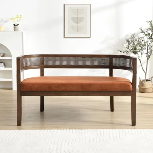 Vista 15 de Christopher Knight Home Xiza Modern Boucle - Sofá biplaza tapizado con marco de madera de caucho, cómodo sofá de 2 plazas y respaldo de ratán, sofás