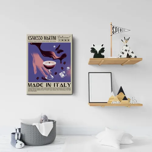 Vista 5 de Divertido lienzo de cóctel para decoración de pared de Martini Espresso Martini, 12 x 15 pulgadas, decoración moderna para el hogar, cocina, bar