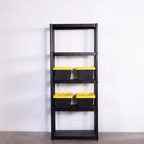 Vista 6 de Contenedor de almacenamiento de plástico de 5 galones con tapa con cerradura, apilable, resistente, de servicio regular para garaje, herramientas