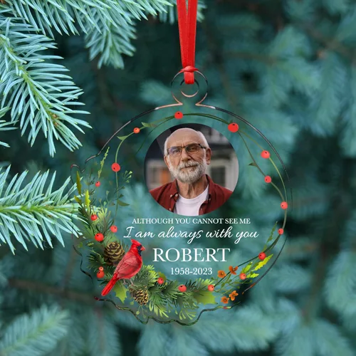 Vista 5 de Adorno conmemorativo de Navidad con foto personalizada, adorno conmemorativo personalizado con nombre y fechas, regalos de duelo, regalos