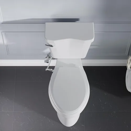 Vista 9 de Clirass Asiento de Inodoro con Bidé, Asiento de Inodoro Alargado de Cierre Suave, Control de Botón para Lavado Femenino/Posterior, Control