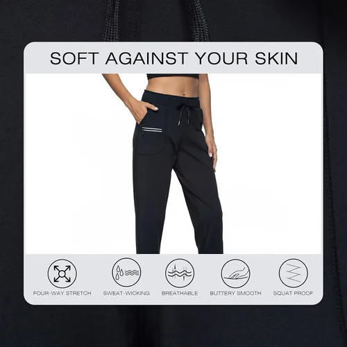 Vista 3 de Haowind - Pantalones deportivos para mujer con bolsillos y cintura elástica, cómodos pantalones de deportivos de descanso para deportes, gimnasio