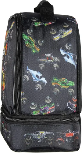 Vista 4 de INTIMO Monster Jam Grave Digger Megalodon Pirate's Curse - Lonchera de doble compartimento de 9.5 pulgadas