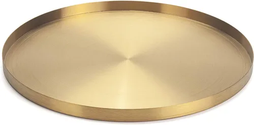 Vista 4 de IVAILEX Bandeja redonda dorada de acero inoxidable para joyas, maquillaje, bandeja decorativa para velas (5.5 pulgadas)