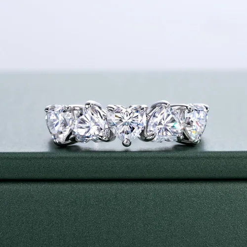 Vista 2 de Moissanite Eternity Rings, S925 Sterling Silver Anniversary Band for Women Plateado