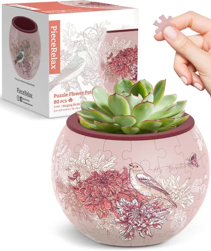 Vista 24 de PieceRelax Rompecabezas 3D Maceta 80 Piezas - Abundancia de Otoño, Macetas de Flores de Decoración del Hogar para Cactus de Interior, Macetas