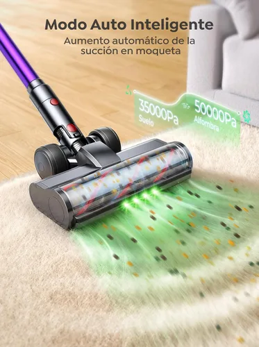 Vista 5 de INTETURE Aspiradora Inalámbrica, 600W 50KPA 65 Min Aspiradoras para el Hogar, Aspiradora de Palo Anti-Enredos con Pantalla Táctil, Carga con Montaje