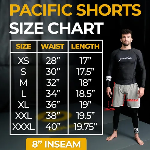 Vista 2 de Gold BJJ Pacific Short - Pantalones cortos de lucha Jiu Jitsu sin Gi, Oro