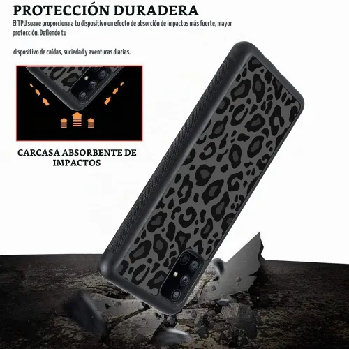 Vista 3 de KANGHAR - Carcasa compatible con Galaxy A71 5G, diseño de leopardo negro