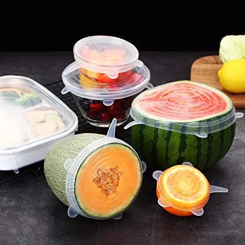 Vista 8 de Adpartner Tapas elásticas de silicona, sin BPA, fundas elásticas de silicona para alimentos, tapa reutilizable y duradera para cuencos, latas