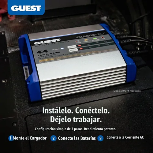 Vista 4 de Guest 2707A Guest - Cargador de batería a bordo 8A/12V, 2 bancos, entrada de 120 V