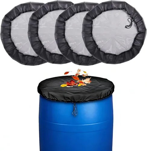 Vista 8 de Paquete de 2 cubiertas de malla de 39 pulgadas para barril de lluvia con cordón de recogida de agua, cubetas de recolección de lluvia, pantalla