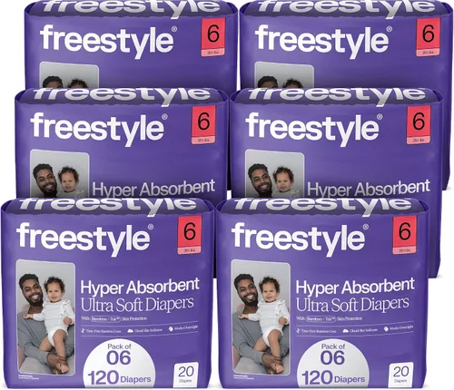 Vista 17 de Pañales Freestyle BambooTek - (Talla 1) Hiperabsorbentes y No Tóxicos – Pañales Desechables para Piel Sensible – Pañales Ultra Suaves (8-14 libras)