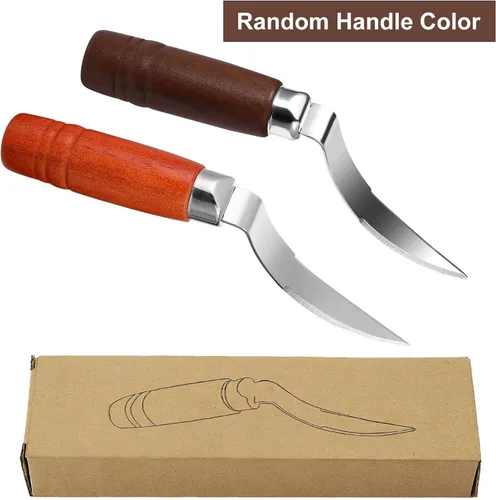 Vista 4 de DOITOOL Herramienta de eliminación de carne de coco cuchillo raspador de coco fresco de acero inoxidable con mango ergonómico de madera