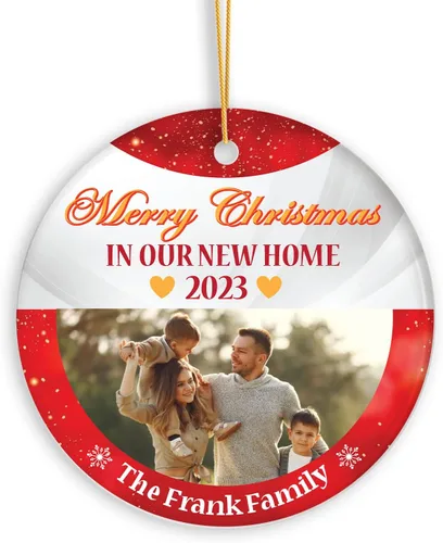 Vista 13 de Adorno personalizado de aniversario de boda, foto personalizada con nombre y fecha, adorno de aniversario de boda Navidad 2023, regalos de Navidad