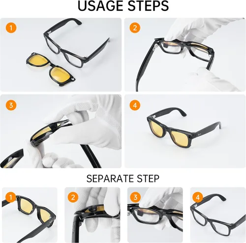 Vista 8 de HIBLOKS Clips polarizados para Ray-Ban Meta Wayfarer (RW4008 y RW4012 Grande 53-22), clips de decoloración compatibles con Ray-Ban Meta Wayfarer Gen