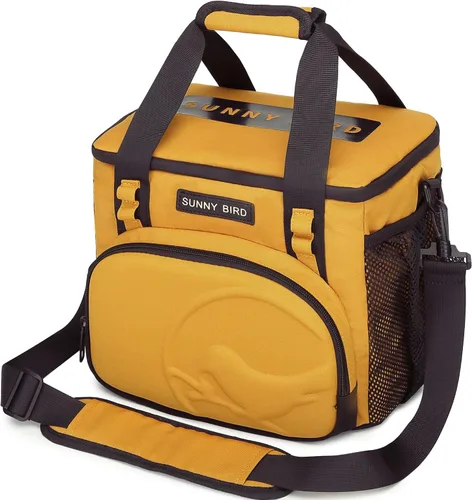 Vista 11 de SUNNY BIRD Lonchera térmica grande de 12 litros, a prueba de fugas y plegable, para mujeres adultas y hombres, se adapta a 18 latas (Negro 01)