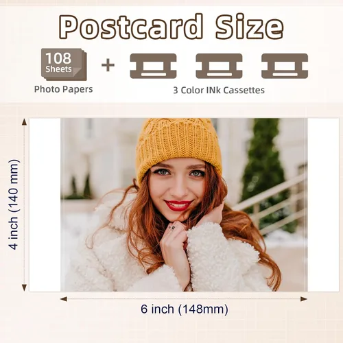 Vista 2 de Compatible con Canon Selphy CP1500 CP1300 Tinta y papel KP-108IN Juego de colores para Selphy CP1200 CP910 CP900 CP760 CP780 CP800, casete de tinta