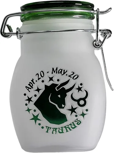 Vista 10 de Frasco de Almacenamiento de Vidrio Hermético a Prueba de Olores del Signo del Zodiaco, Cuarto de Onza (125ml), 3.25'' (Signo Astrológico de Acuario)