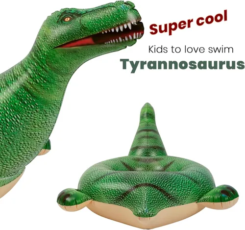 Vista 2 de HOHQB Flotadores inflables realistas de dinosaurio para niños, anillo de piscina, juguetes de piscina para niños pequeños de 3 a 12 años