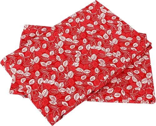 Vista 5 de Juego de 2 fundas de almohada rojas, 100% algodón estampado de hojas con cierre de sobre, tamaño Queen