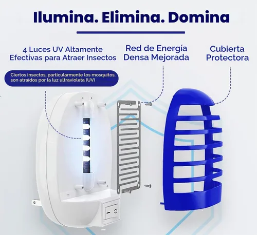Vista 2 de Exterminador de insectos para interiores, mini trampa cazamoscas para interiores, exterminador electrónico de mosquitos y moscas de la fruta