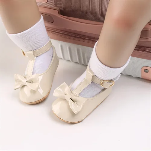 Vista 3 de WILLFUN Zapatos planos Mary Jane para bebés y niñas con lazo, vestido de princesa, zapatos de cuna, suela de goma suave antideslizante