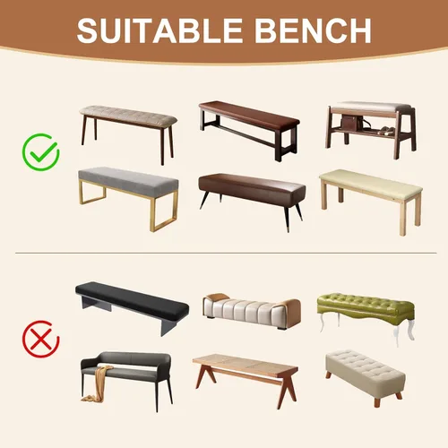 Vista 7 de Genina Fundas impermeables para banco de comedor, protector de asiento de banco de jacquard elástico, funda de banco rectangular para dormitorios