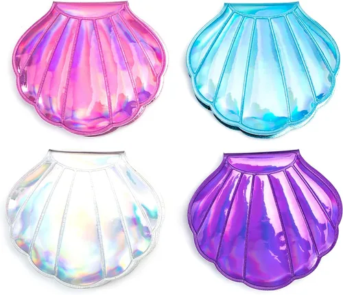 Vista 9 de AUEAR, Paquete de 4 espejos con purpurina de doble cara, espejos de maquillaje de aumento de 4 colores, mini portátil plegable para bolso, bolso