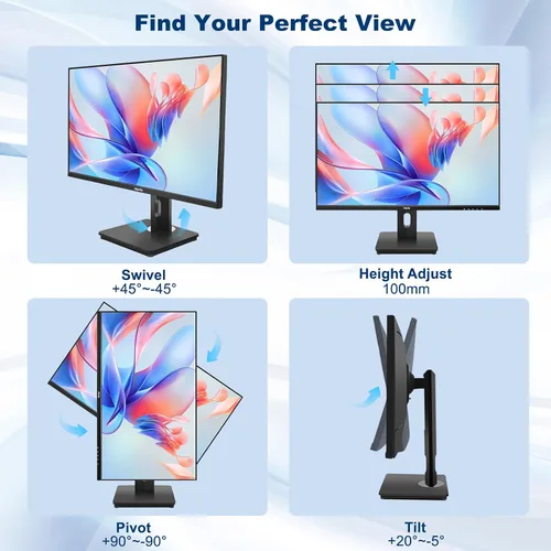 Vista 5 de Monitor de pantalla táctil, monitor de pantalla táctil de 27 pulgadas QHD 2560 x 1440 100Hz, monitores de pantalla táctil con 10 puntos táctiles