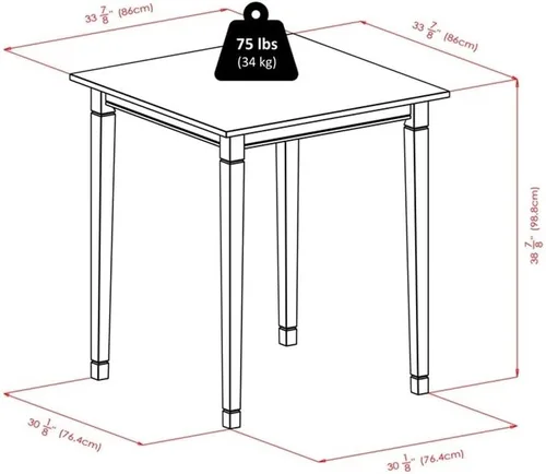 Vista 4 de Winsome Mesa de comedor Kingsgate de madera de 3 piezas con 2 sillas de bar con respaldo en V