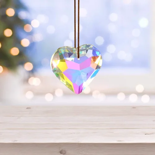 Vista 2 de Together-life Paquete de 2 colgantes de prisma de bola de cristal con forma de corazón, atrapasoles de cristal transparente para ventana, decoración