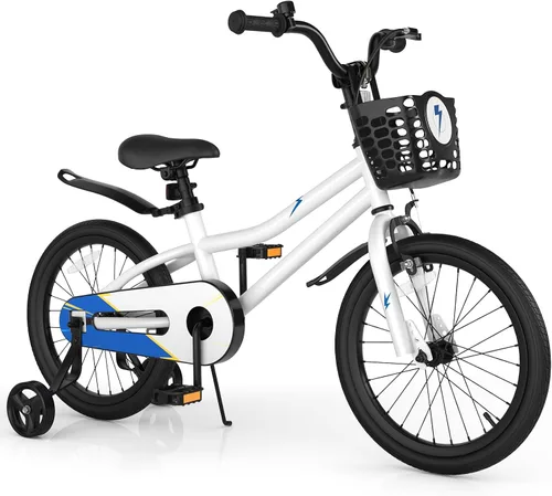 Vista 22 de COSTWAY Bicicleta para niños, 12, 14, 16, 18 pulgadas, para niños y niñas de 3 a 8 años, bicicleta para niños con ruedas de entrenamiento