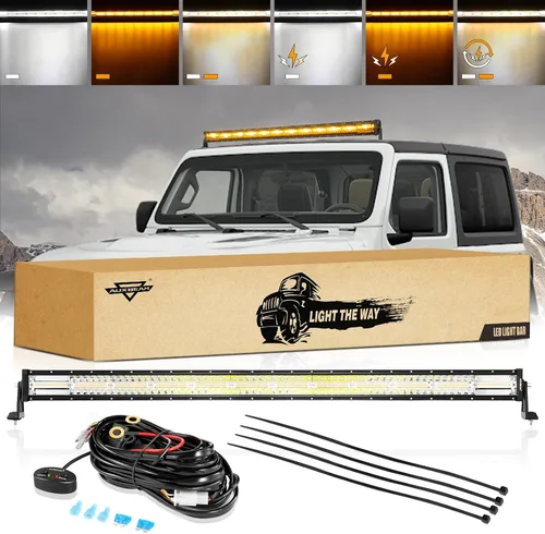 Vista 17 de Auxbeam Barra de luz LED de 3 pulgadas, 72 W, color ámbar/blanco, luces de conducción todoterreno para camión, SUV, barco, 4x4, Jeep Wrangler