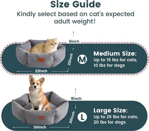 Vista 9 de Cama para gatos, cama para mascotas con forma de dona de 22 Blanco crema