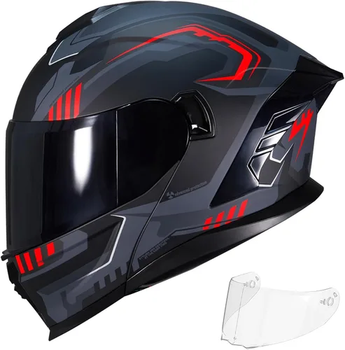Vista 11 de Casco de motocicleta, casco modular de motocicleta de doble visera abatible de cara completa JR-815, casco de motocicleta aprobado por DOT con 2