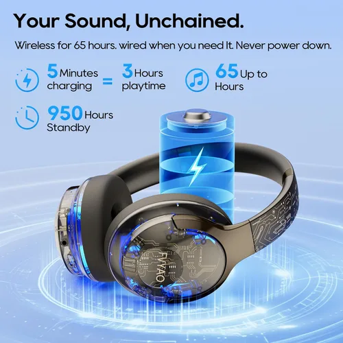 Vista 9 de BUGANI Auriculares Bluetooth sobre la oreja con luz RGB Negro-FH01