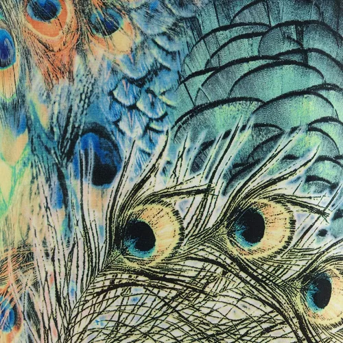 Vista 2 de Pantalla de lámpara de tambor con impresión grande Dyna Peacock premontada Azul/Verde