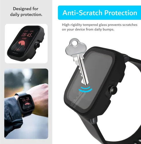 Vista 4 de TUDIA Funda de vidrio templado fácil de poner compatible con Bip U Pro, cobertura completa, a prueba de golpes, delgada, con protector de pantalla