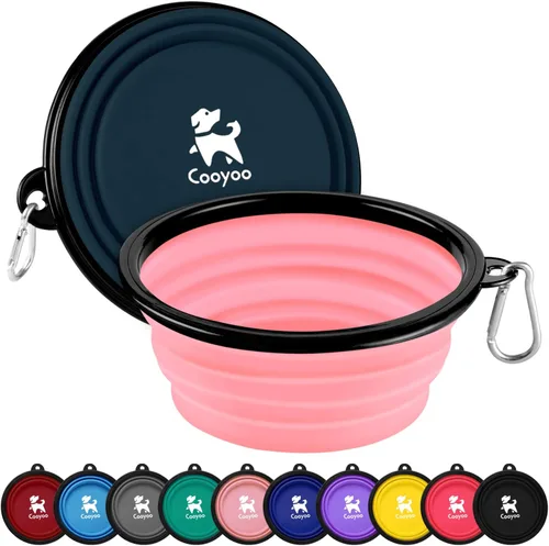Vista 8 de COOYOO Cuenco plegable para perros, paquete de 2 cuencos plegables para agua para perros y gatos, plato portátil para alimentación de mascotas