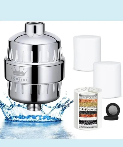 Vista 7 de Filtro de ducha de alto rendimiento para agua dura, sistema de filtración de 15 etapas, elimina el cloro, metales pesados e impurezas, mejora