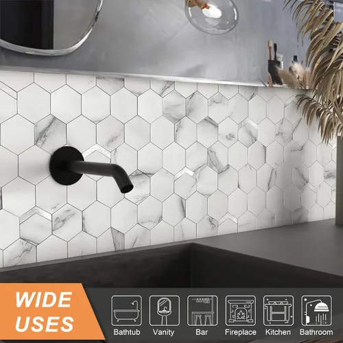 Vista 3 de VAOVI Azulejo de Protección contra Salpicaduras Despegar y Pegar, Azulejo de Protección contra Salpicaduras para Cocina Despegar y Pegar Paneles