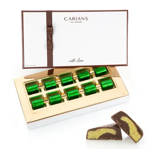 Vista 13 de Carians Viral - Barra de chocolate con pelo de ángel italiano congelado, sabor a pistacho, kataifi y caramelo, ideal para regalo, aniversario, 3.88