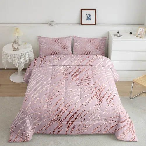 Vista 20 de Erosebridal Juego de edredón rosa para niñas, ropa de cama con estampado de animales para niños y adolescentes, juego de ropa de cama colorido